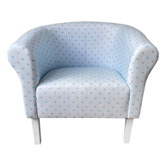 Fauteuil pour enfant Monaco micro velours motif Cœurs Bleus