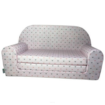 Mini canapé-lit enfant rose Coeurs
