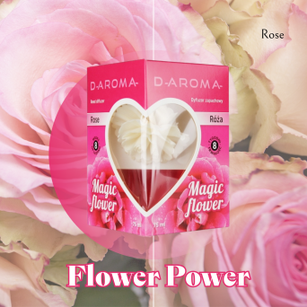 Diffuseur d'Arômes Flower Power 75ml Rose - Élégance Florale dans Votre Intérieur