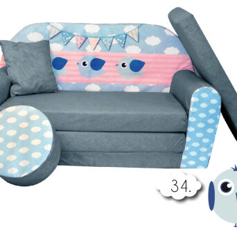 Sofa enfant 2 places convertibles petits oiseaux VI