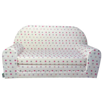 Mini canapé-lit Enfant blanc Étoiles Roses