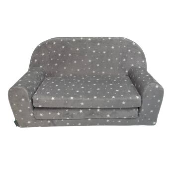 Banquette-lit Étoile Céleste pour enfants : Confort et style avec un motif d'étoiles blanches sur fond gris