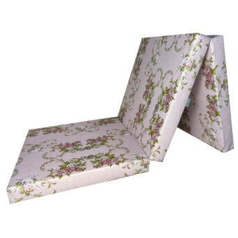 Matelas d'appoint pliable 195 x 60 x 9 cm  avec motif de fleurs sur fond rose - Une touche de douceur pour votre intérieur