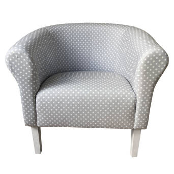 Fauteuil pour enfant Monaco micro velours gris motif Étoiles Blanches