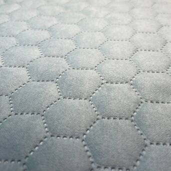 Tissu velours piqué bleu à motif rayons de miel