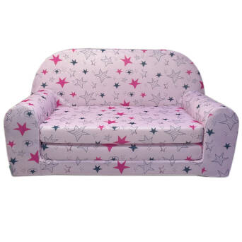 Mini canapé-lit enfant rose Étoiles Roses