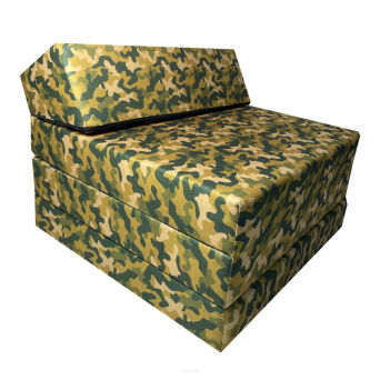 Matelas d'appoint 200 x 70 x 10 cm avec appuie-tête motif Camouflage jaune