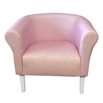 Fauteuil pour enfant Monaco micro velours rose motif Pois blancs