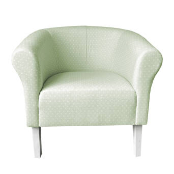Fauteuil pour enfant Monaco micro velours vert d'eau motif Pois Blancs