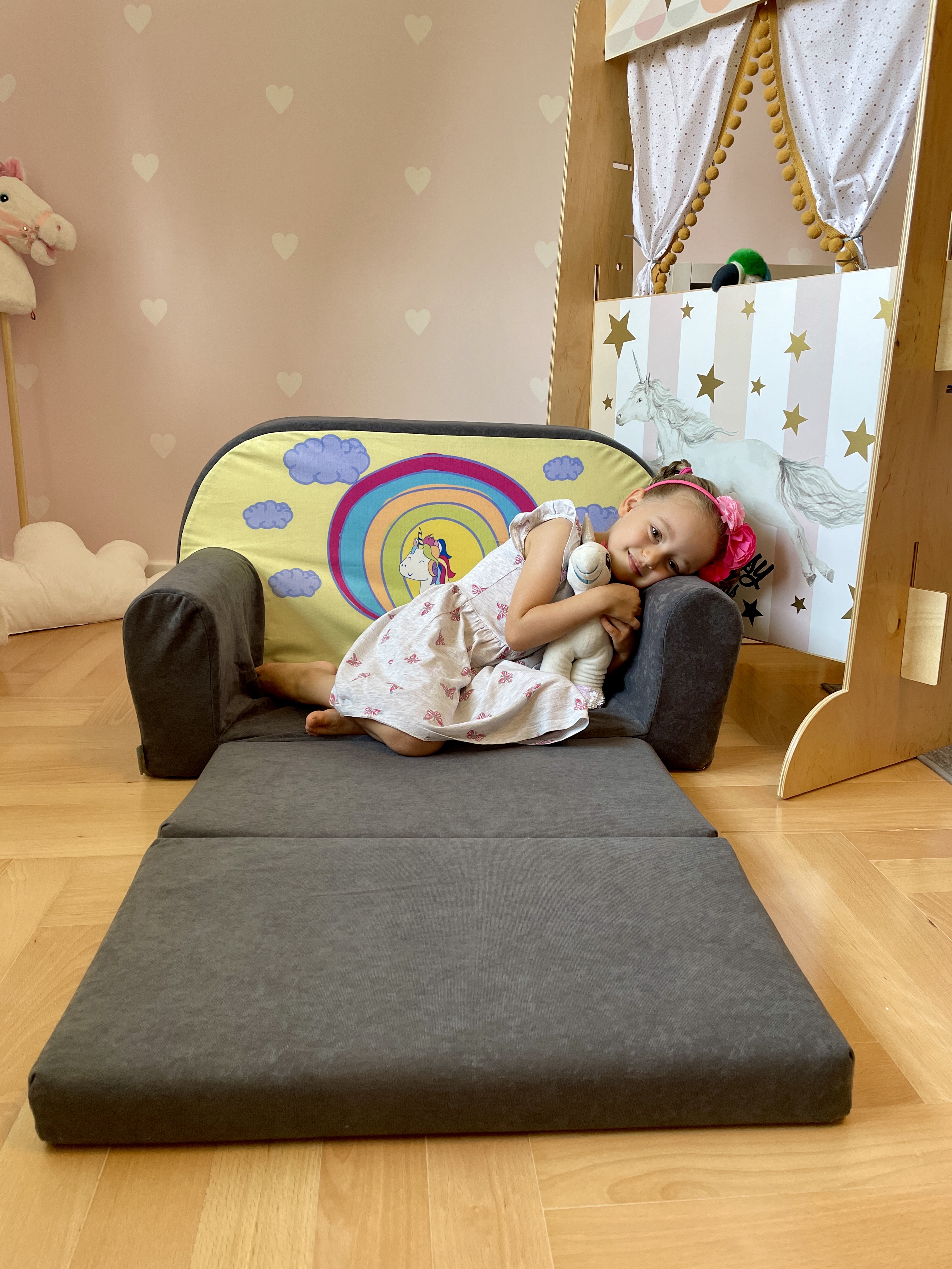 Mini canapé-lit enfant Licornefauteuils,poufs,matelas,meubles enfants