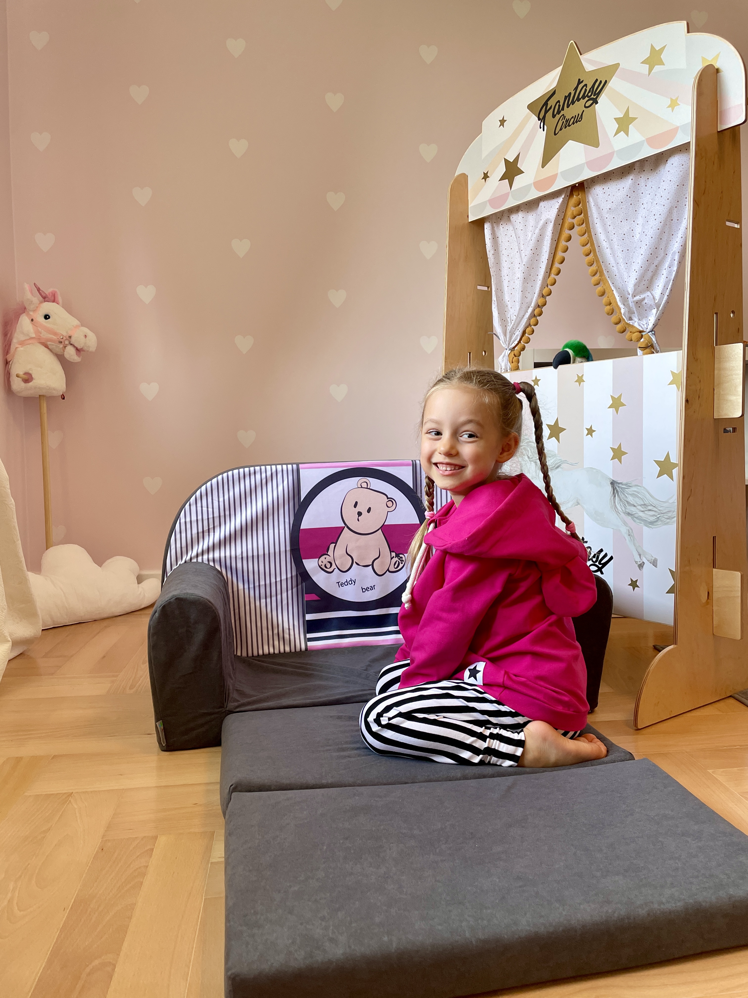 Mini canapé-lit enfant Teddy à rayuresfauteuils,poufs,matelas