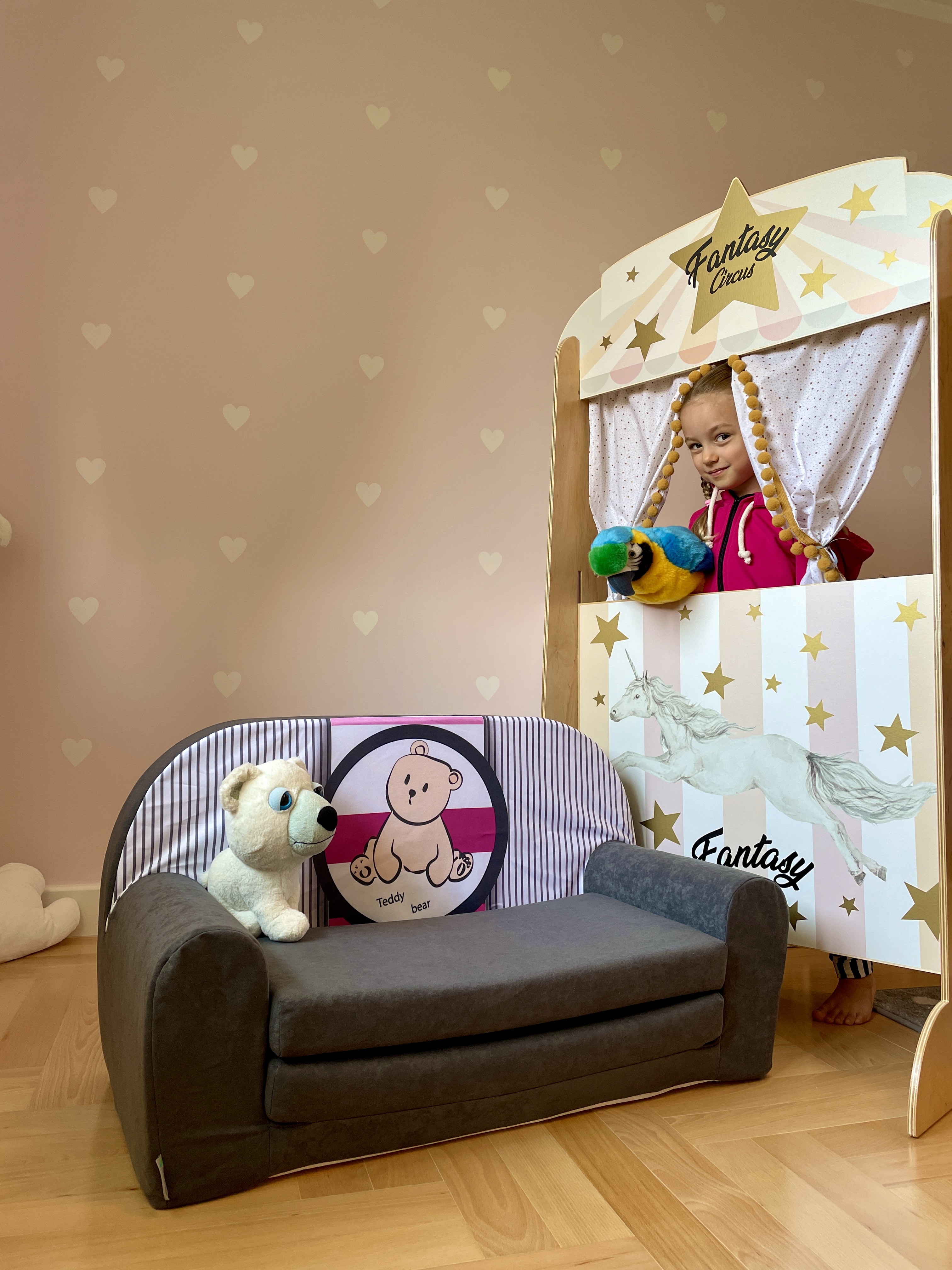 Mini canapé-lit enfant Teddy à rayuresfauteuils,poufs,matelas,meubles  enfants